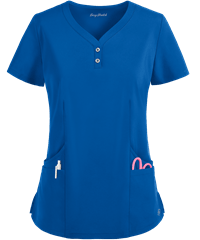 Style # BU856: ROYALEasy STRETCH by Butter-Soft™ Demi Women's 4-Pocket Henley Scrub Top