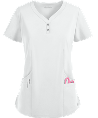 Style # BU856: WHITEEasy STRETCH by Butter-Soft™ Demi Women's 4-Pocket Henley Scrub Top