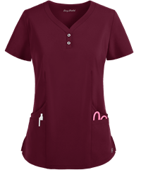 Style # BU856: WINEEasy STRETCH by Butter-Soft™ Demi Women's 4-Pocket Henley Scrub Top