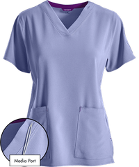 Style # C12110: CEILCarhartt Cross-Flex Force Women's 6-Pocket STRETCH Media Port V-Neck Scrub Top