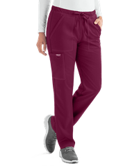 Style # CK020: WINECherokee Workwear Revolution Unisex 4-Pocket STRETCH Drawstring Cargo Scrub Pants