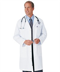 Med-Man Men's3-Pocket Back Belt Scrub Lab Coat
