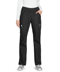 Style # CK210: BLACKCherokee Workwear Women's 6-Pocket Rib Waistband Pull-On Cargo STRETCH Scrub Pants