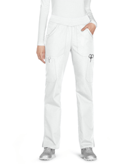 Style # CK210: WHITECherokee Workwear Women's 6-Pocket Rib Waistband Pull-On Cargo STRETCH Scrub Pants