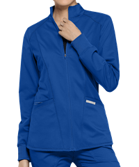 Cherokee Workwear Revolution Women's 3-Pocket STRETCH Mesh Panels Zip Front Scrub Jacket