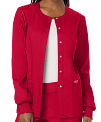 Style # CK310: REDCherokee Workwear Revolution Women's 3-Pocket STRETCH Snap-Front Scrub Jacket