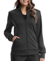 Cherokee Workwear Revolution Women's 3-Pocket STRETCH Fleece Inner Zip Front Scrub Jacket