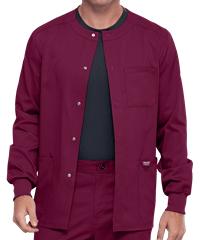 Cherokee Workwear Revolution Men's 3-Pocket STRETCH Snap Front Scrub Jacket