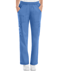 Cherokee Workwear Women's 7-Pocket Premium Core Pull-On Cargo STRETCH PETITE Scrub Pants