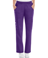 Style # CK4005: GRAPECherokee Workwear Core STRETCH Women's 6-Pocket Pull-On Cargo Scrub Pants