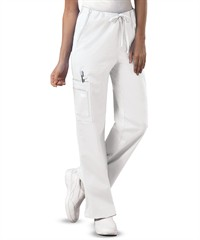 Style # CK4043: WHITECherokee Workwear Core STRETCH Unisex 5-Pocket Drawstring Scrub Pants