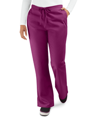 Style # CK4101: WINECherokee Workwear Women's 3-Pocket Drawstring Flare Leg Scrub Pants