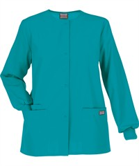 Style # CK4350: TEBLUCherokee Workwear Women's 3-Pocket Snap Front Scrub Jacket
