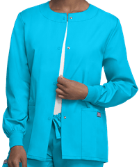 Style # CK4350: TURQUCherokee Workwear Women's 3-Pocket Snap Front Scrub Jacket