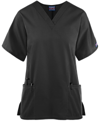 Style # CK4700: BLACKCherokee Workwear Women's 3-Pocket V-Neck Scrub Top