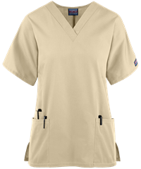 Style # CK4700: KHAKICherokee Workwear Women's 3-Pocket V-Neck Scrub Top