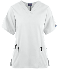 Style # CK4700: WHITECherokee Workwear Women's 3-Pocket V-Neck Scrub Top