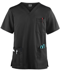 Style # CK4725: BLACKCherokee Workwear Core STRETCH Unisex 4-Pocket V-Neck Scrub Top