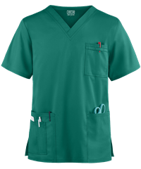 Style # CK4725: HUNTECherokee Workwear Core STRETCH Unisex 4-Pocket V-Neck Scrub Top
