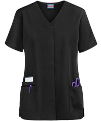 Style # CK4770: BLACKCherokee Workwear Women's 3-Pocket Snap Front Scrub Top