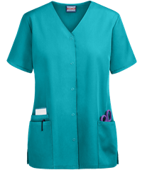 Style # CK4770: TEALCherokee Workwear Women's 3-Pocket Snap Front Scrub Top