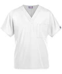 Style # CK4777: WHITECherokee Workwear Unisex 1-Pocket V-Neck Scrub Top