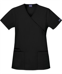 Style # CK4801: BLACKCherokee Workwear Women's 3-Pocket Mock Wrap Scrub Top