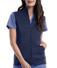 Cherokee Workwear Revolution Women's 3-Pocket STRETCH Fleece Inner Zip Front Scrub Vest