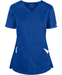 Cherokee Workwear Revolution Women's 2-Pocket STRETCH Mesh Trim Shaped V-Neck Scrub Top