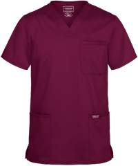 Style # CK6070: WINECherokee Workwear Revolution Men's 3-Pocket STRETCH V-Neck Scrub Top