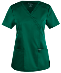 Style # CK610: HUNTECherokee Workwear Revolution Women's 2-Pocket STRETCH Mock Wrap Scrub Top
