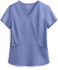 Cherokee Workwear Revolution Women's 2-Pocket STRETCH Short V-Neck Scrub Top