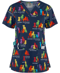 Cherokee Genuine Welcome Diversity Women's 2-Pocket V-Neck Print Scrub Top