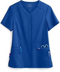 Cherokee Workwear Revolution Women's 4-Pocket STRETCH Snap Front Scrub Top