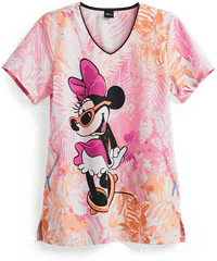 Cherokee Tooniforms Gotta Wear Shades Disney Women's 2-Pocket V-Neck Print Scrub Top