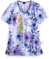 Cherokee Tooniforms Disney Don't Quit Women's 2-Pocket V-neck Print Scrub Top