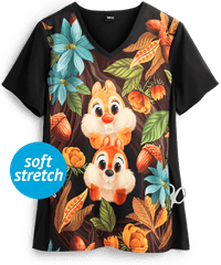 Cherokee Tooniforms Disney Twice as Nice Women's 1-Pocket V-Neck Print Scrub Top