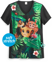 Cherokee Tooniforms Disney Wild Things Women's 1-Pocket V-Neck Print Scrub Top