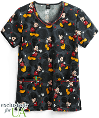 UA Exclusive Cherokee Tooniforms Disney Such A Flirt Women's 2-Pocket V-Neck Print Scrub Top