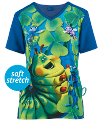 Cherokee Tooniforms Disney Heimlich Maneuver Women's 1-Pocket V-Neck Print Scrub Top