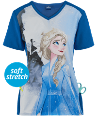Cherokee Tooniforms Disney Mythic Journey Women's 1-Pocket V-Neck Print Scrub Top