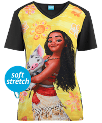 Cherokee Tooniforms Disney My Pua Women's 1-Pocket V-Neck Print Scrub Top
