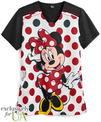 UA Exclusive Cherokee Tooniforms Disney Big Love Women's 2-Pocket V-Neck Print Scrub Top