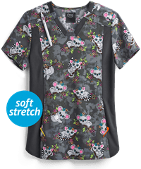 Cherokee iflex Let's Hang Women's 1-Pocket V-Neck STRETCH Print Scrub Top