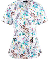 Cherokee Genuine Jungles Babes Women's 2-Pocket STRETCH V-Neck Print Scrub Top 