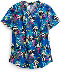 Cherokee Genuine Prints Born To Be Mild Women's 2-Pocket V-Neck Print Scrub Top 