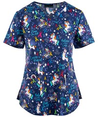 Cherokee Genuine Magical Care Women's 2-Pocket STRETCH V-Neck Print Scrub Top