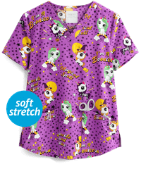 Cherokee Genuine Boo-nicorn Magic Women's 2-Pocket V-Neck Print Scrub Top
