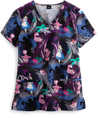 Cherokee Tooniforms Disney Wonderscape Women's 2-Pocket V-Neck Print Scrub Top