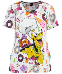 Cherokee Tooniforms Disney Good to the Bone Women's 2-Pocket V-Neck Print Scrub Top